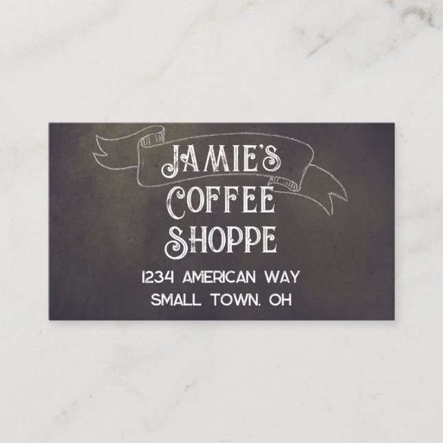Tarjeta De Visita Chalkboard Coffee Shop Business Card (Anverso)