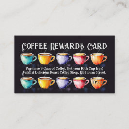 Tarjeta De Visita Chalkboard Coffee Shop Rewards Loyalty Punch Card