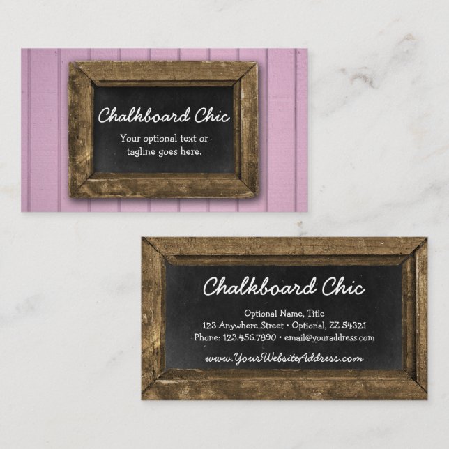 Tarjeta De Visita Chalkboard de madera Rusa Shabby Chic Purple (Anverso / Reverso)