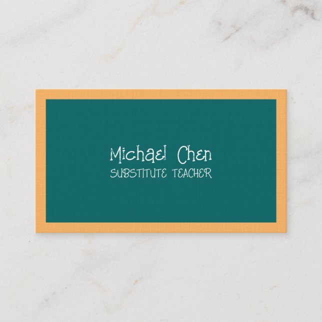 Tarjeta De Visita Chalkboard del profesor sustituto (Anverso)
