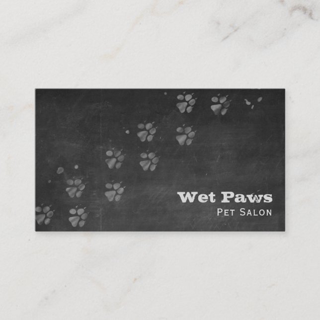 Tarjeta De Visita Chalkboard Dog Grooming Services (Anverso)