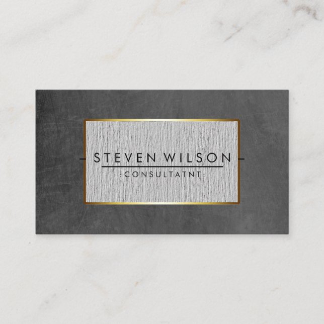 Tarjeta De Visita Chalkboard Elegant Profesional Moderno Linen Gold (Anverso)