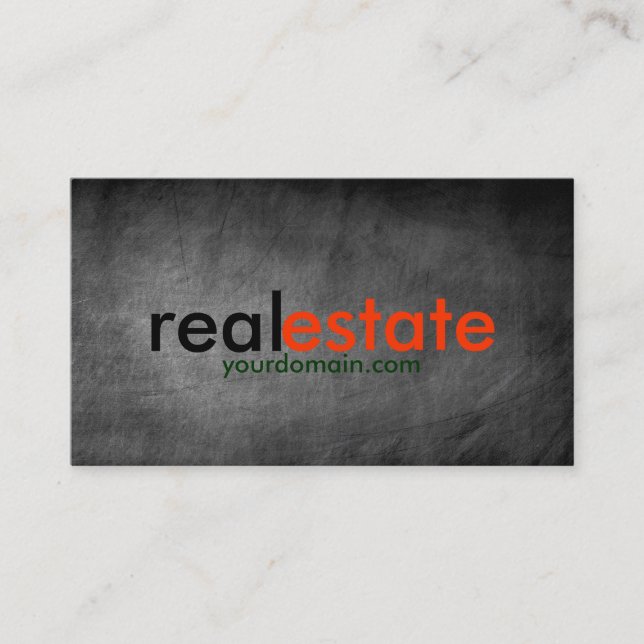 Tarjeta De Visita Chalkboard Gray Real Estate Agent Business Card (Anverso)