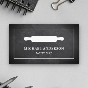 Tarjeta De Visita Chalkboard Kitchen White Rolling Pin Pastry Chef