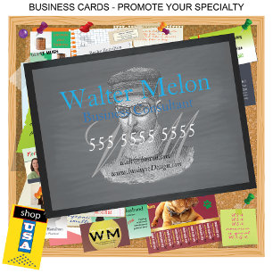 Tarjeta De Visita Chalkboard negro retro 🕰️ hombre de gafas Steampu