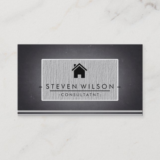 Tarjeta De Visita Chalkboard Real Estate Professional Linen (Anverso)