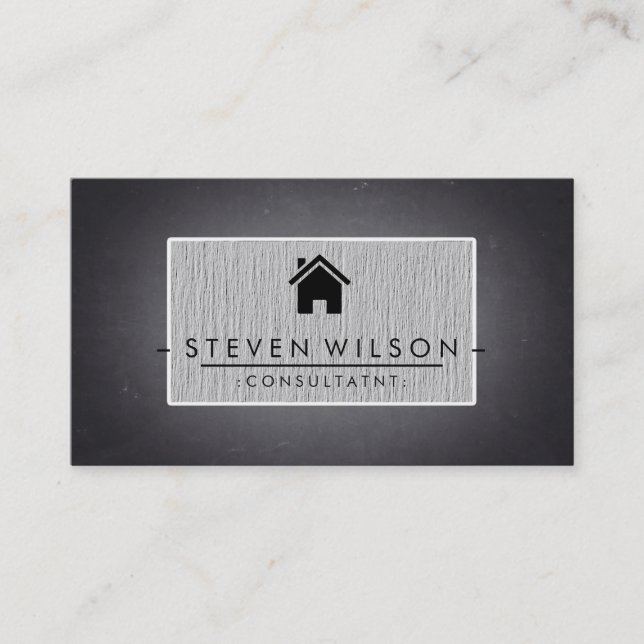 Tarjeta De Visita Chalkboard Real Estate Professional Linen (Anverso)