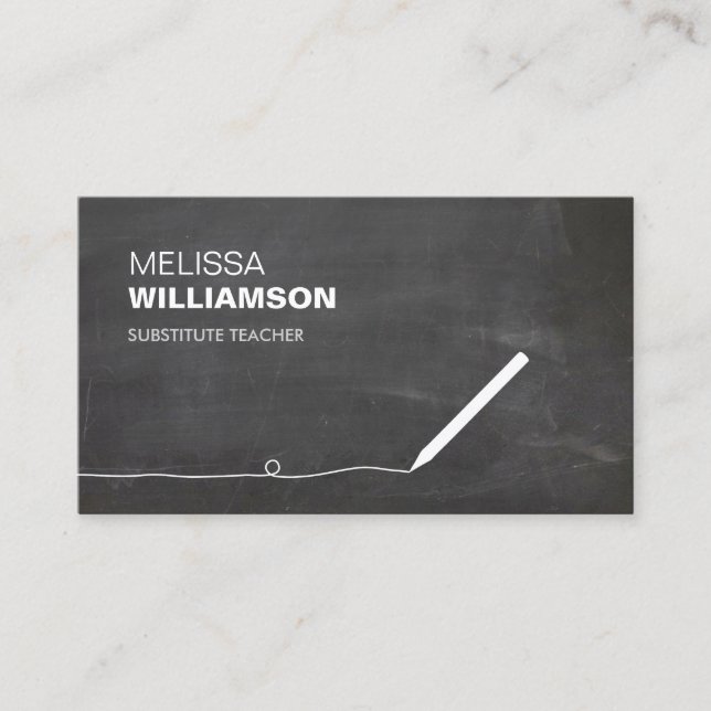 Tarjeta De Visita Chalkboard Teacher, Educator Business Card (Anverso)