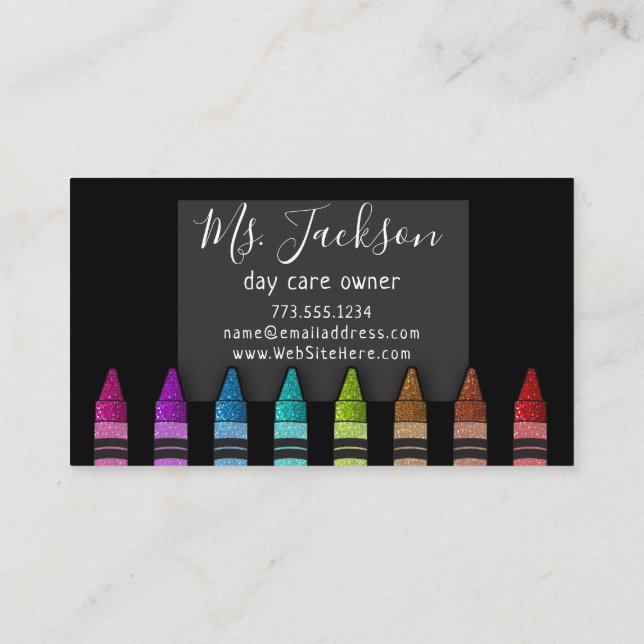 Tarjeta De Visita Chalkboard Teacher nombra a Purpurina arcoiris com (Reverso)