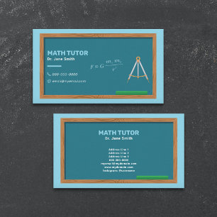 Tarjeta De Visita Chalkboard y Compas Math Tutor