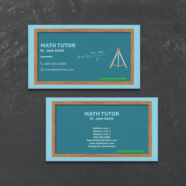 Tarjeta De Visita Chalkboard y Compas Math Tutor (Chalkboard & Compas Math Tutor Business Card)