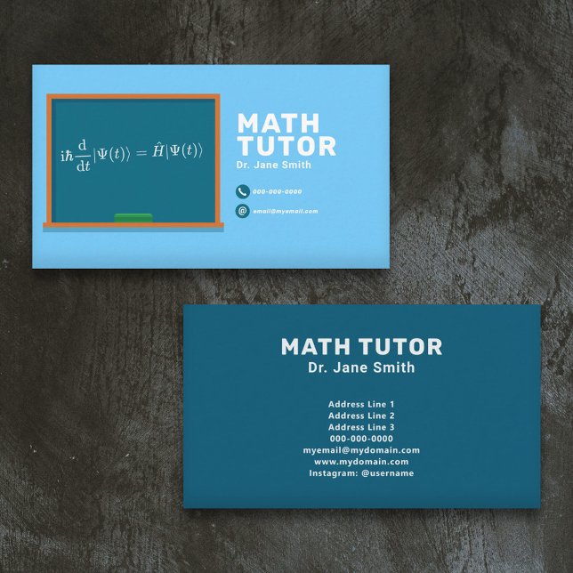 Tarjeta De Visita Chalkboard y Tutor de matemáticas de ecuación (Chalkboard & Equation Math Tutor Business Card)