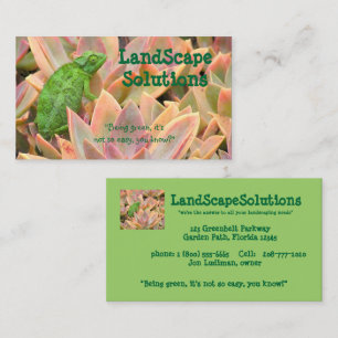 TARJETA DE VISITA CHAMELEÓN VERDE LUMINOSO ENTRE PLANTAS (FOTOG)