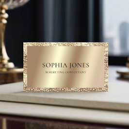 Tarjeta De Visita Champagne Gold Purpurina Frame Luxury