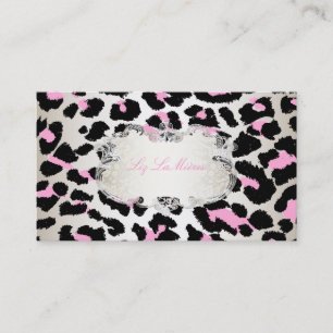 Tarjeta De Visita Champagne pixDezines leopard/pink