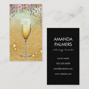 Tarjeta De Visita Champagne / Purpurina Confetti / Gold Sparkle