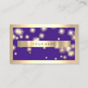 Tarjeta De Visita Champaign Gold Frame Blue Navy Gold Stars