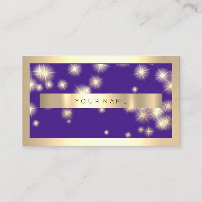 Tarjeta De Visita Champaign Gold Frame Blue Navy Gold Stars (Anverso)