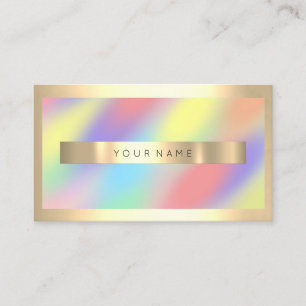 Tarjeta De Visita Champaign Gold Frame Holograph Ombre Lujo VIP