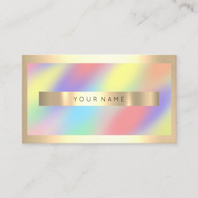 Tarjeta De Visita Champaign Gold Frame Holograph Ombre Luxury VIP (Anverso)