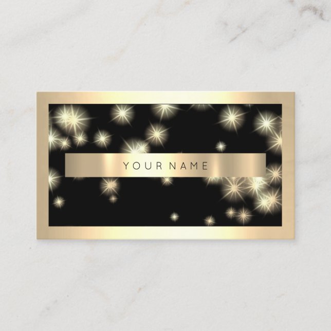 Tarjeta De Visita Champaign Gold Frame Metallic Black Luxury VIP (Anverso)