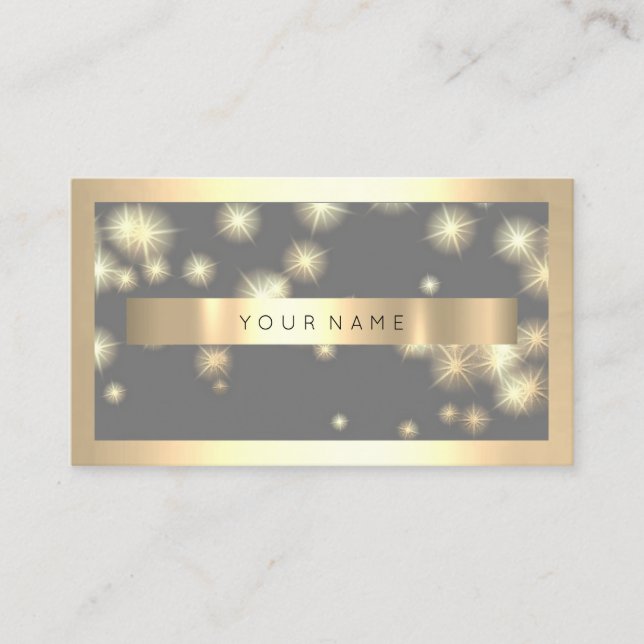 Tarjeta De Visita Champaign Gold Frame Metallic Gray Luxury VIP (Anverso)