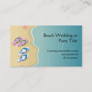Tarjeta De Visita Chanclas de él/ella en la boda en la playa