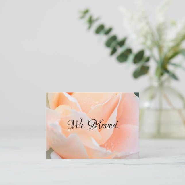Tarjeta De Visita Change of Address Card – Elegant Peach Rose Floral (Anverso de pie)