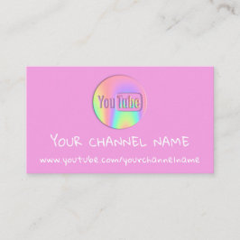 TARJETA DE VISITA CHANNEL YOUTUBER LOGO QR CÓDIGO PINK HOLOGRAPH