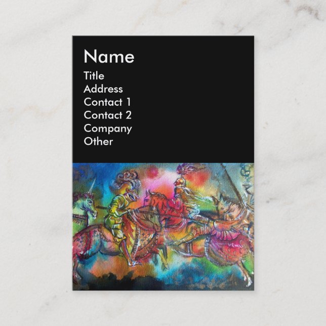 TARJETA DE VISITA CHANSON DE ROLAND/ COMBATE DE KNIGHTS EN TORNEO (Anverso)