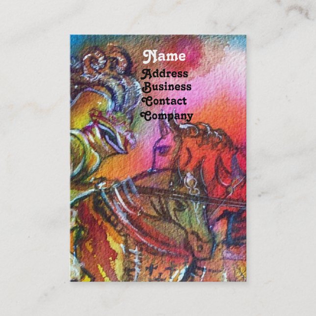 TARJETA DE VISITA CHANSON DE ROLAND/ COMBATE DE KNIGHTS EN TORNEO (Anverso)