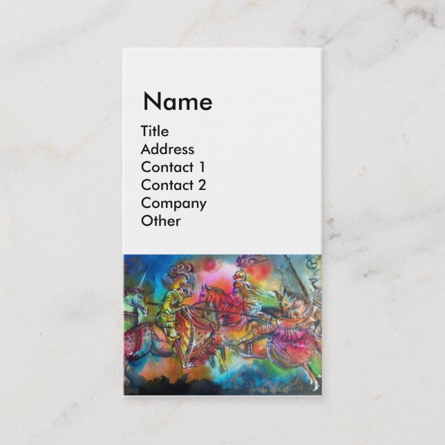 TARJETA DE VISITA CHANSON DE ROLAND/ COMBATE DE KNIGHTS EN TORNEO (Anverso)