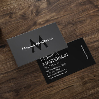Tarjeta De Visita Charcoal black minimalist monogram
