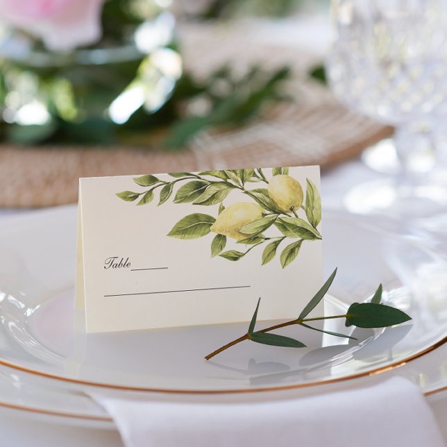 Tarjeta De Visita Charcoal | Lemons Leaves elegant Wedding (Subido por el creador)