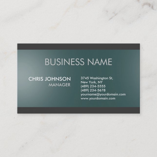 Tarjeta De Visita Charm Dark Slate Gray Plain Modern Business Card (Anverso)