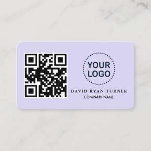 Tarjeta De Visita Charm QR Code Business Logo Lavender Profesional