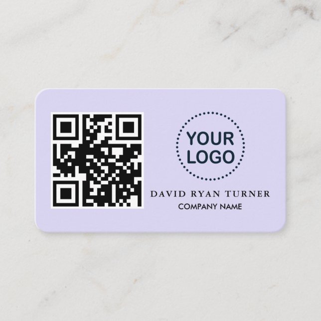 Tarjeta De Visita Charm QR Code Business Logo Lavender Profesional (Anverso)