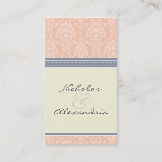 Tarjeta De Visita Charming Damask Wedding (Tarjeta web de matrimonio (Anverso)