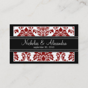 Tarjeta De Visita Charming Damask Wedding (tarjeta web roja/negra)