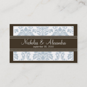 Tarjeta De Visita Charming Damask Wedding Web Business Card (azul)
