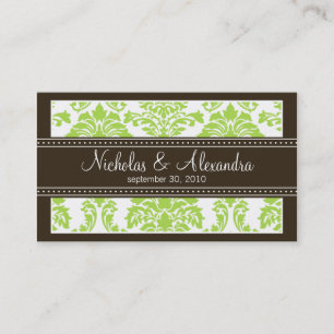 Tarjeta De Visita Charming Damask Wedding Web Business Card (lime)