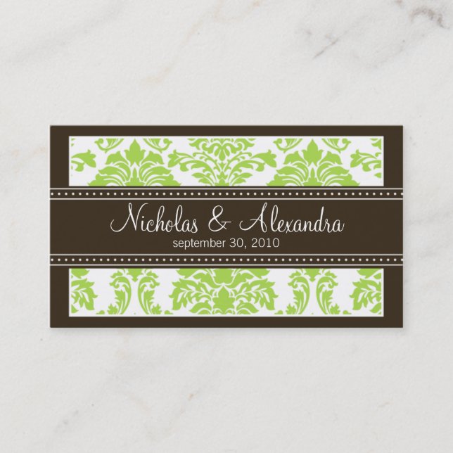 Tarjeta De Visita Charming Damask Wedding Web Business Card (lime) (Anverso)
