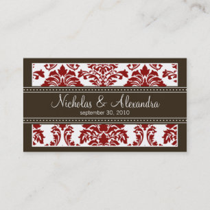 Tarjeta De Visita Charming Damask Wedding Web Business Card (rojo)
