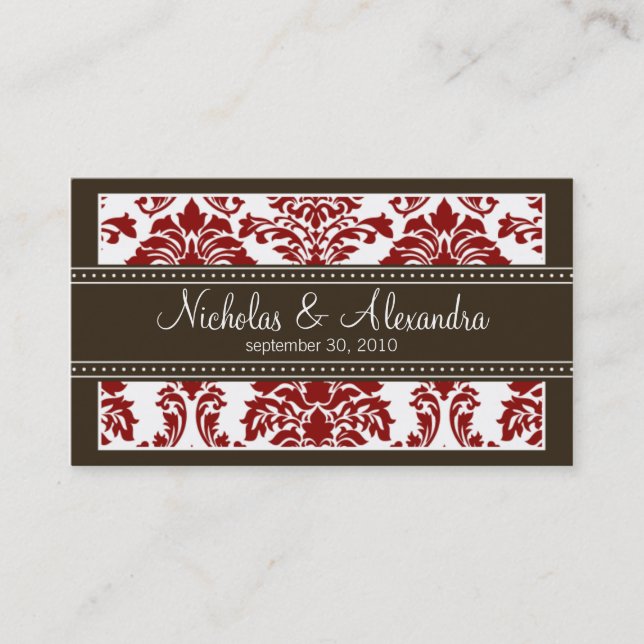 Tarjeta De Visita Charming Damask Wedding Web Business Card (rojo) (Anverso)