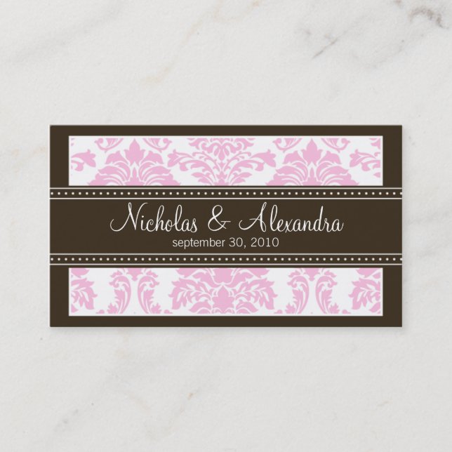 Tarjeta De Visita Charming Damask Wedding Web Business Card (rosa) (Anverso)