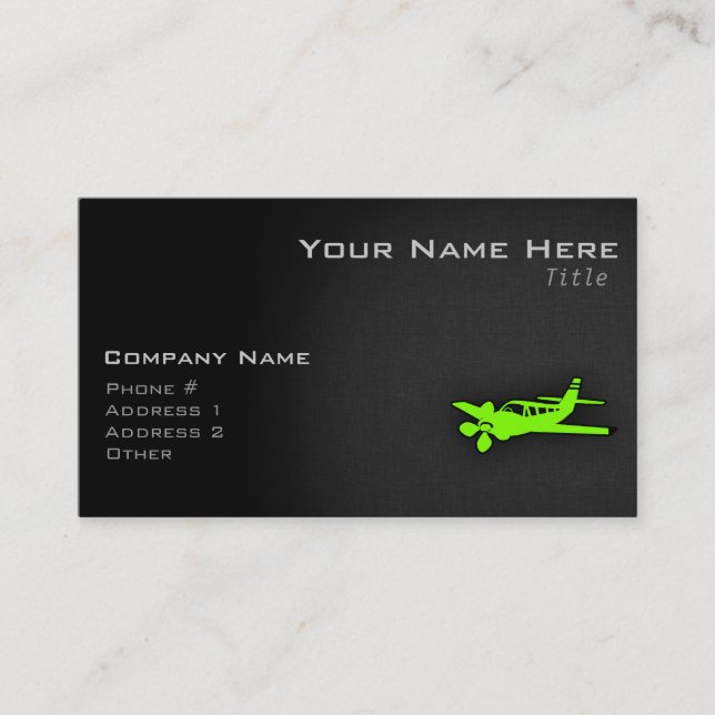 Tarjeta De Visita Chartreuse, Neon Green Plane (Anverso)