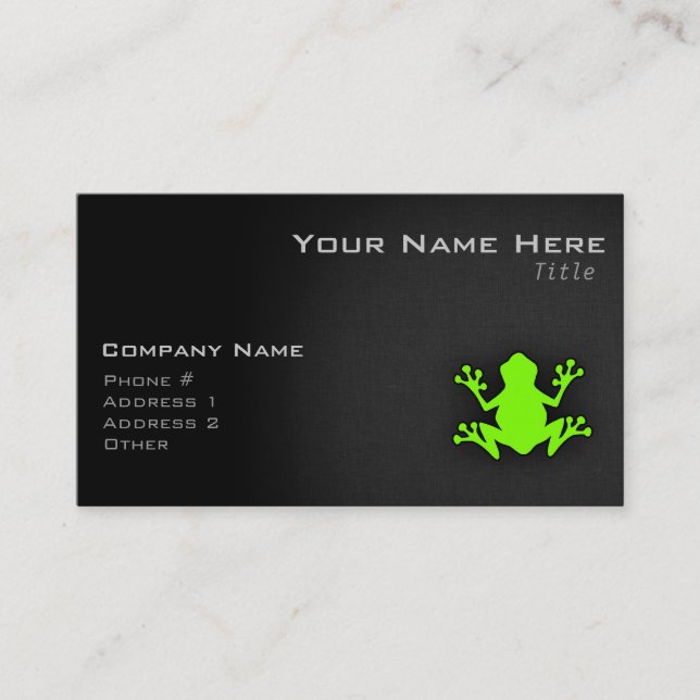 Tarjeta De Visita Chartreuse, rana verde neón (Anverso)