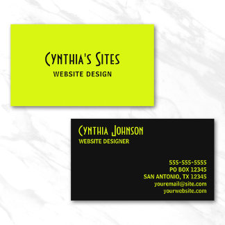 Tarjeta De Visita Chartreuse y negro Retro Bold