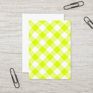 Tarjeta De Visita Chartreuse Yellow Gingham Blank
