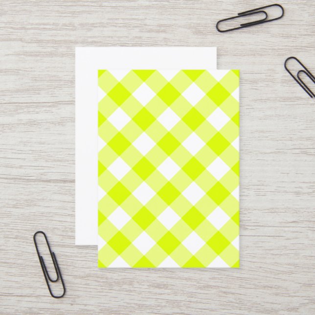 Tarjeta De Visita Chartreuse Yellow Gingham Blank (Anverso/Reverso In Situ)